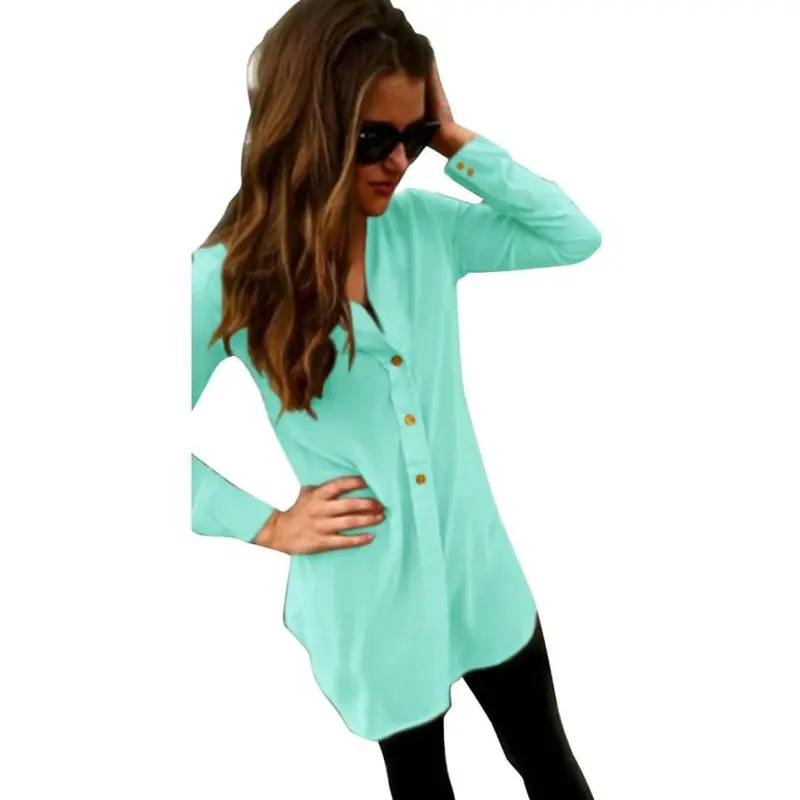 Women Blouses Long Sleeve Chiffon Lapel Collar Shirts Blusas Feminina Ladies Tops Casual Long Shirt Cy Color 1