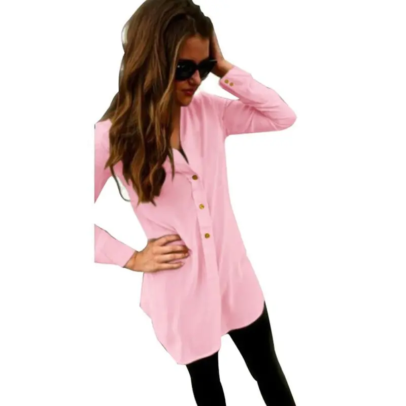 Women Blouses Long Sleeve Chiffon Lapel Collar Shirts Blusas Feminina Ladies Tops Casual Long Shirt Cy Color 5