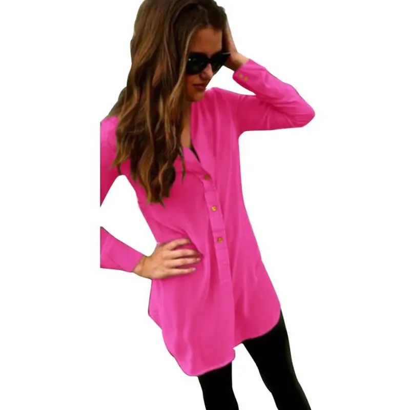 Women Blouses Long Sleeve Chiffon Lapel Collar Shirts Blusas Feminina Ladies Tops Casual Long Shirt Cy Color 9