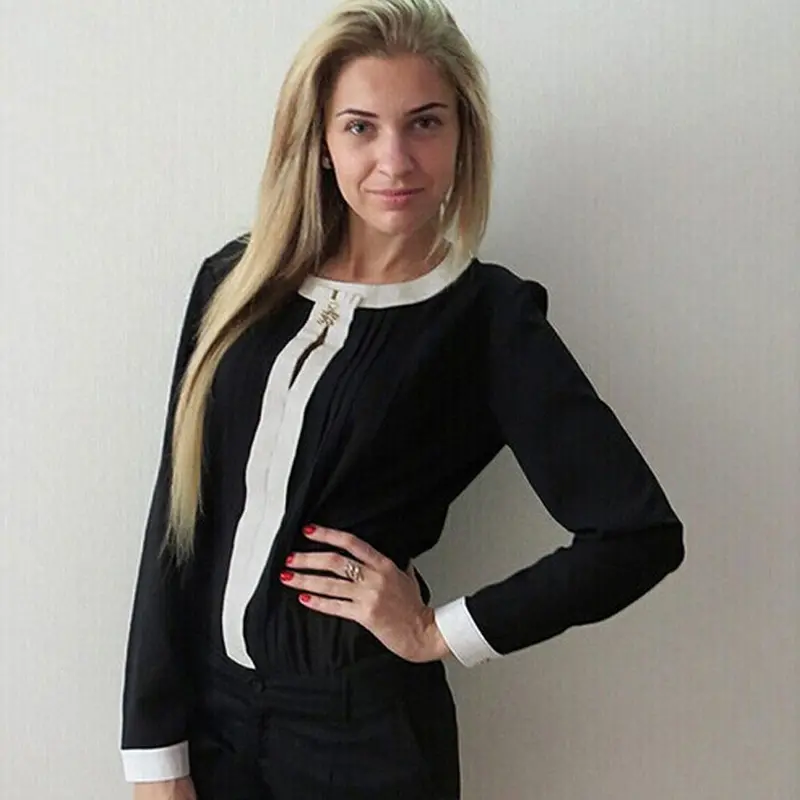 Women Blouses Loose Chiffon Women Collar Tops Long Sleeve Casual Shirts Vetement S 1