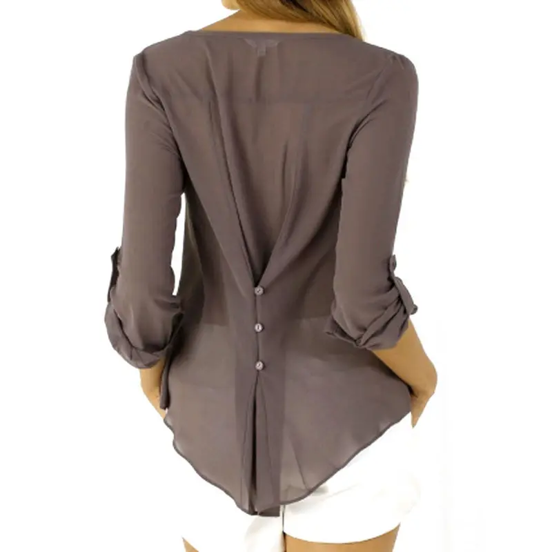 Women Blouses Loose Long Sleeve Chiffon Blouse Casual Shirt Tops Clothing For Women Chemise Feida 10