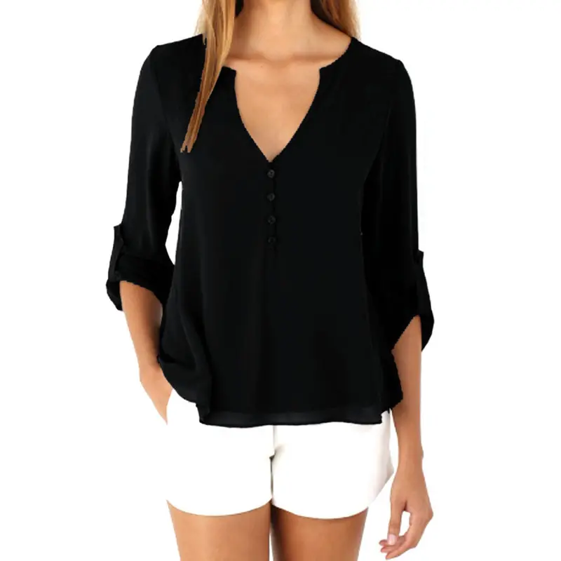 Women Blouses Loose Long Sleeve Chiffon Blouse Casual Shirt Tops Clothing For Women Chemise Feida 5