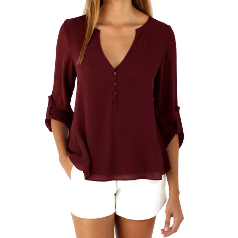 Women Blouses Loose Long Sleeve Chiffon Blouse Casual Shirt Tops Clothing For Women Chemise Feida 7