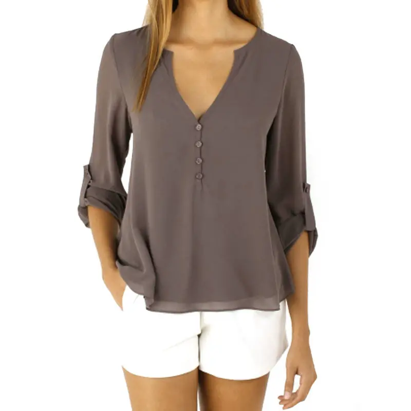 Women Blouses Loose Long Sleeve Chiffon Blouse Casual Shirt Tops Clothing For Women Chemise Feida 8