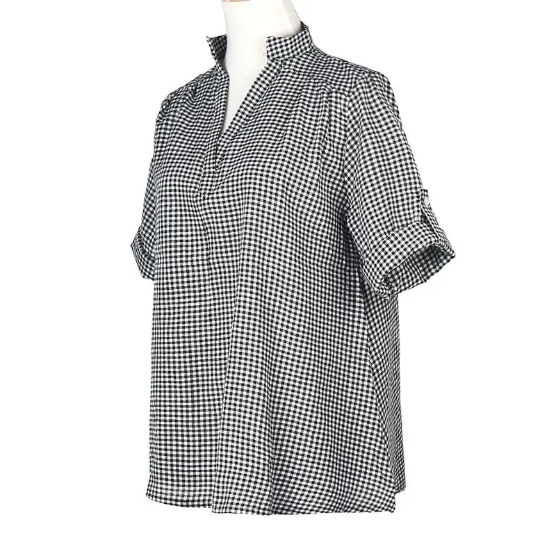 Women Blouses Plaid Shirt Xl To Xxxxxl Tops Loose Pullover Long Sleeve Print Blouse Plus Size Women Clothing 3