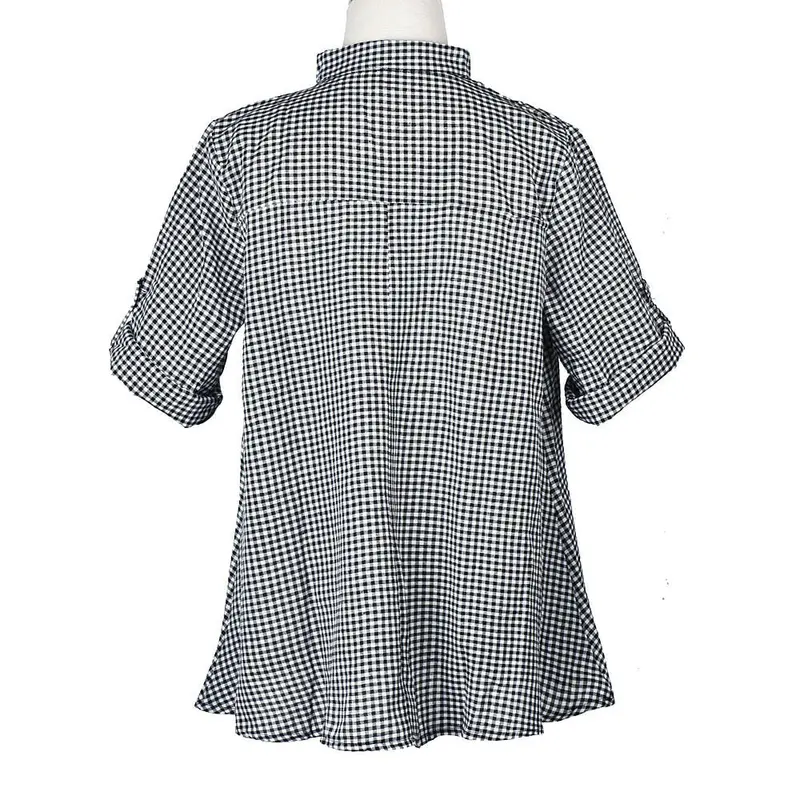 Women Blouses Plaid Shirt Xl To Xxxxxl Tops Loose Pullover Long Sleeve Print Blouse Plus Size Women Clothing 4