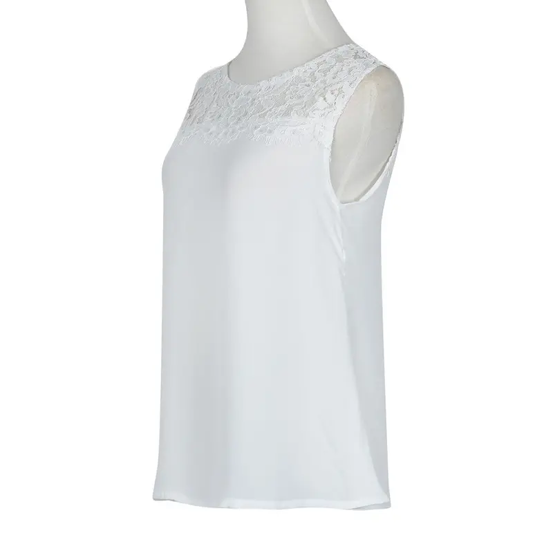Women Blusa Chiffon Lace Sleeveless Blouse Casual Tank Tops Sexy Style Tees For Women Plus Size Xxxl 8