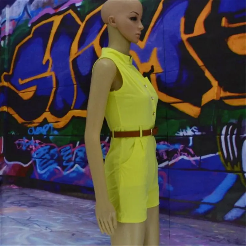 Women Bodysuit Rompers Womens Jumpsuit Sexy Shorts Bodycon Sleeveless Jumpsuits With Belt Combinaison Femme Combiner 12