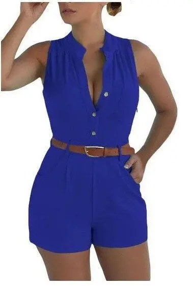 Women Bodysuit Rompers Womens Jumpsuit Sexy Shorts Bodycon Sleeveless Jumpsuits With Belt Combinaison Femme Combiner 6