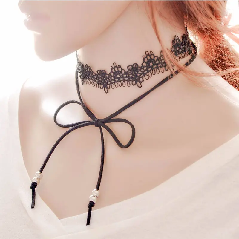 Women Bow Lace Clavicle Chain Necklace Collar Choker Jewelry 1