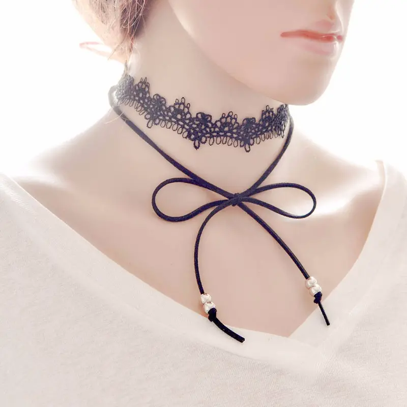 Women Bow Lace Clavicle Chain Necklace Collar Choker Jewelry 2
