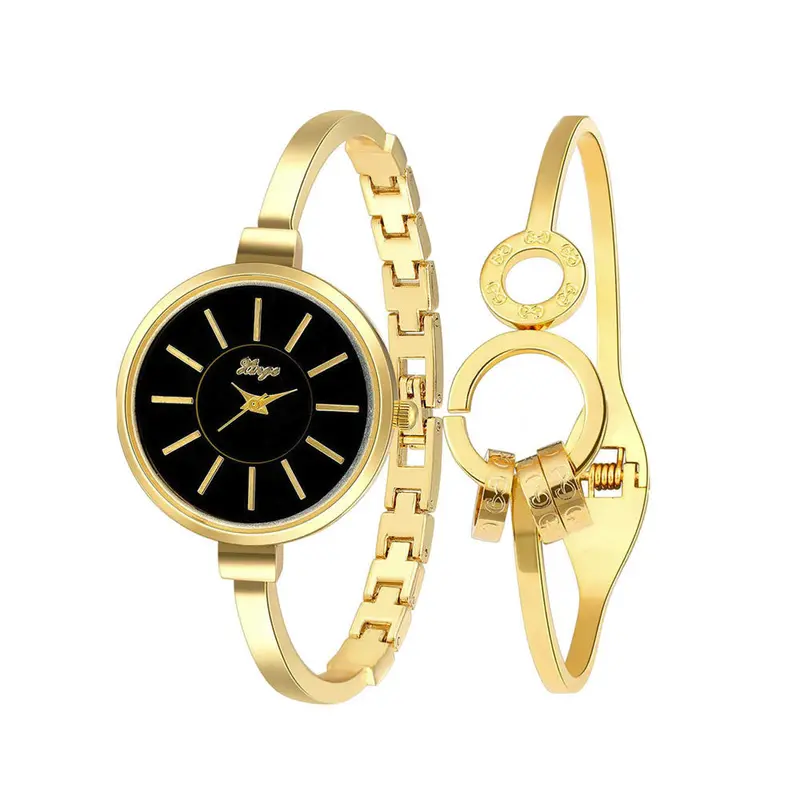 Women Bracelet Watch Dress Watches Gold Rhinestone Bangle Watch And Bracelet Set 609Gb Montre Relogio Feminino Feida 1