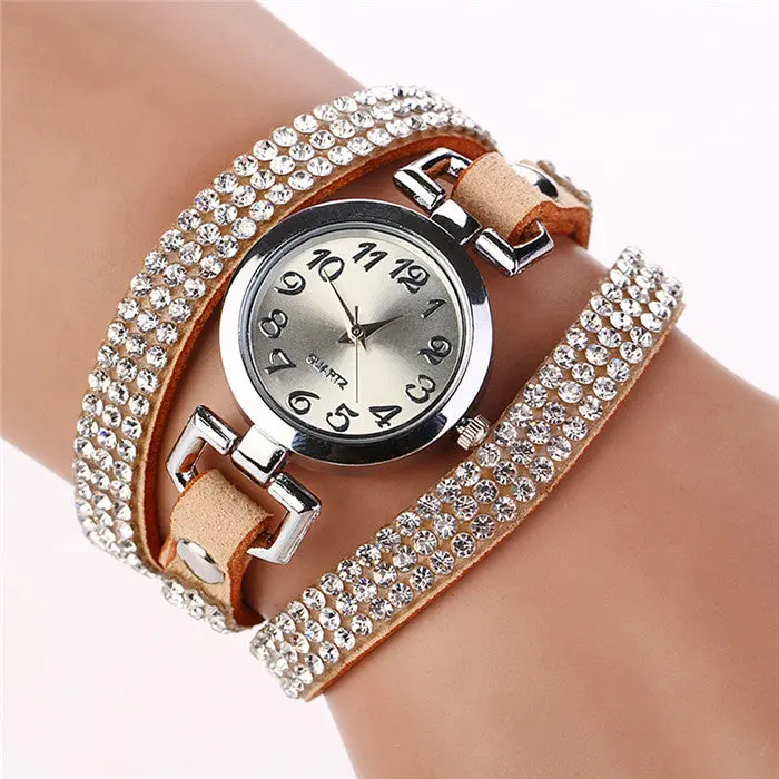 Women Bracelet Watch Rhinestone Leather Wristwatches Vintage Quartz Watch Ladies Wrist Watch Montre Watches Bracelet Feida 1