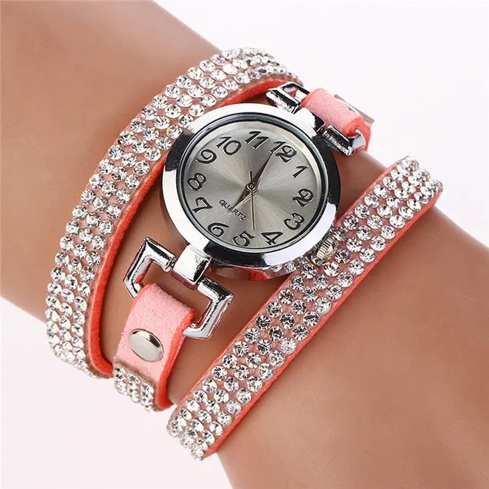 Women Bracelet Watch Rhinestone Leather Wristwatches Vintage Quartz Watch Ladies Wrist Watch Montre Watches Bracelet Feida 10