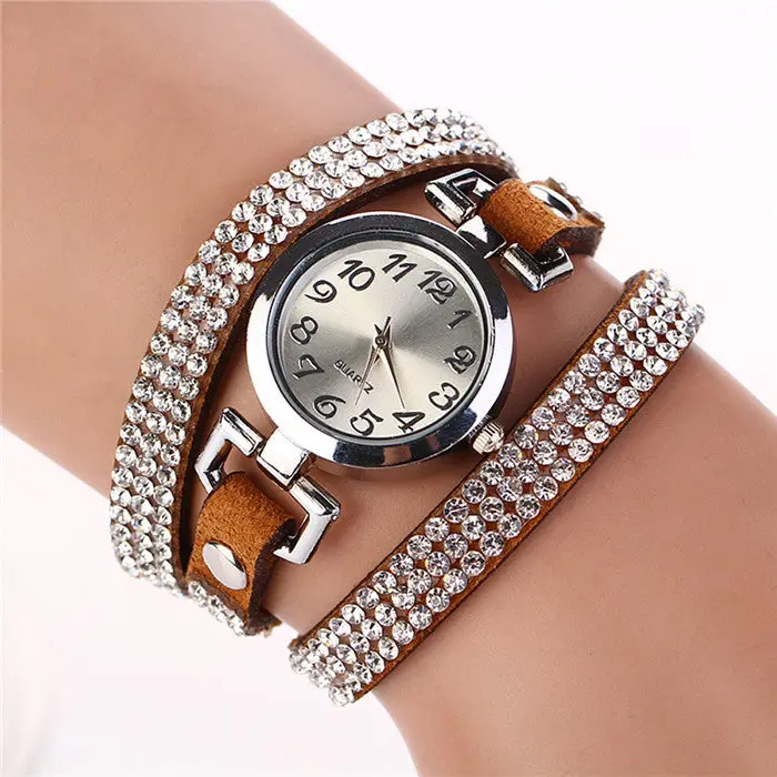Women Bracelet Watch Rhinestone Leather Wristwatches Vintage Quartz Watch Ladies Wrist Watch Montre Watches Bracelet Feida 4