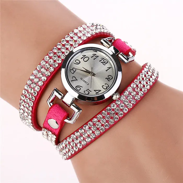 Women Bracelet Watch Rhinestone Leather Wristwatches Vintage Quartz Watch Ladies Wrist Watch Montre Watches Bracelet Feida 5