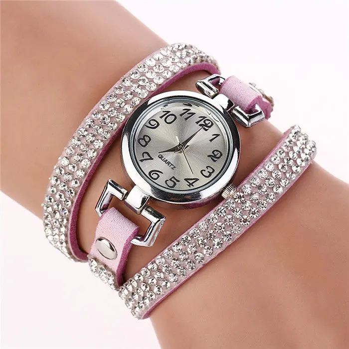 Women Bracelet Watch Rhinestone Leather Wristwatches Vintage Quartz Watch Ladies Wrist Watch Montre Watches Bracelet Feida 7