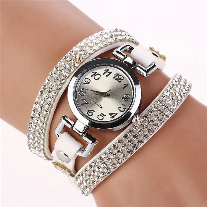 Women Bracelet Watch Rhinestone Leather Wristwatches Vintage Quartz Watch Ladies Wrist Watch Montre Watches Bracelet Feida 9