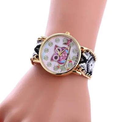 Women Bracelet Watch Weaved Rope Band Knitted Gift Dial Owl Pattern Luxury Quartz Watches Relogio Feminino Gift 4