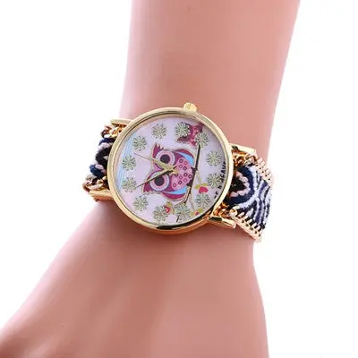 Women Bracelet Watch Weaved Rope Band Knitted Gift Dial Owl Pattern Luxury Quartz Watches Relogio Feminino Gift 5