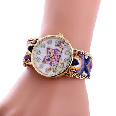 Women Bracelet Watch Weaved Rope Band Knitted Gift Dial Owl Pattern Luxury Quartz Watches Relogio Feminino Gift 8