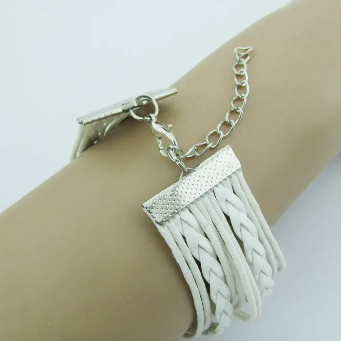 Women Bracelets Infinity Love Heart Eiffel Tower Friendship Leather Charm Bracelet Mujer Girls Bangles 1