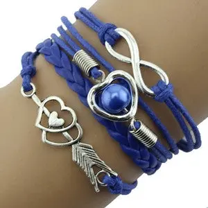 Women Bracelets Jewelry Infinity Love Heart Pearl Friendship Antique Leather Bracelet 8 Candy Colors For Your Angle 1