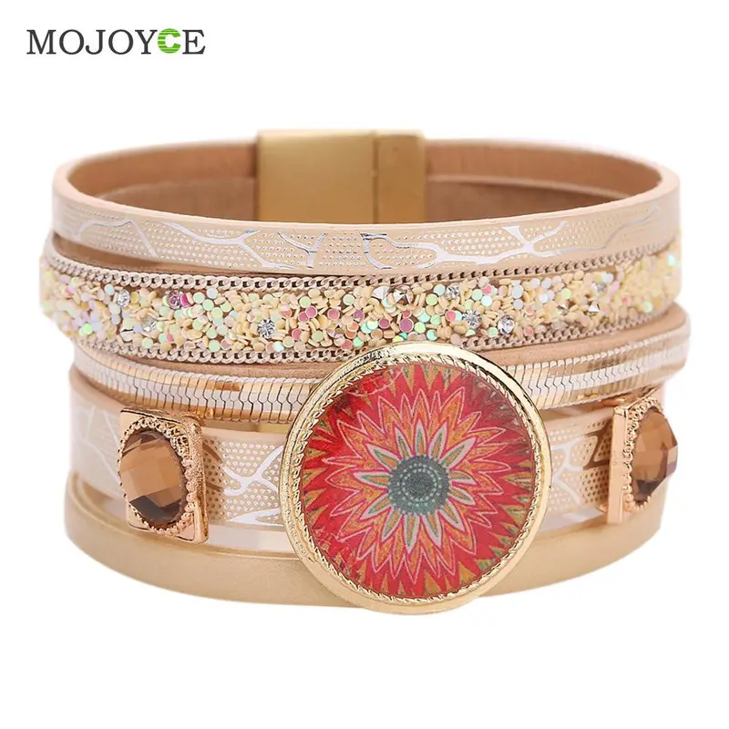 Women Bracelets Trendy Casual Genuine Leather Cuff Wide Rope Bangles Fashion Jewelry 1