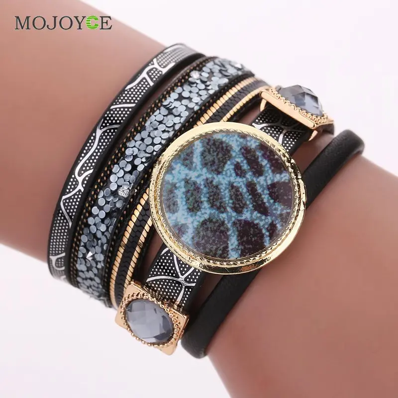 Women Bracelets Trendy Casual Genuine Leather Cuff Wide Rope Bangles Fashion Jewelry 3