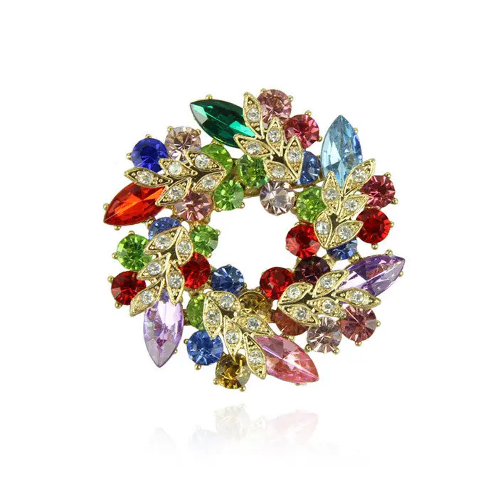 Women Brooches Quality Accessories Crystal Women Circle Flower Brooch Pin Interspersion 3