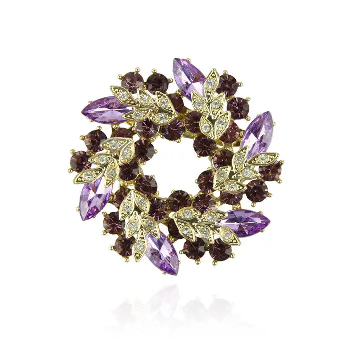 Women Brooches Quality Accessories Crystal Women Circle Flower Brooch Pin Interspersion 4