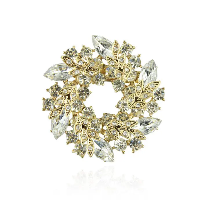 Women Brooches Quality Accessories Crystal Women Circle Flower Brooch Pin Interspersion 5