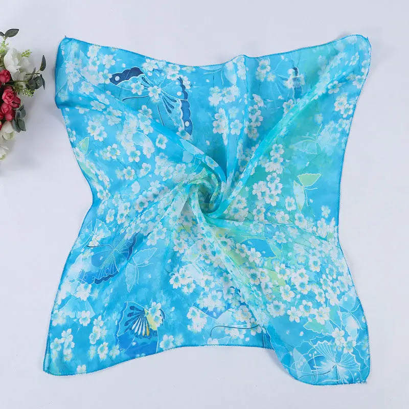 Women Butterfly Printing Square Scarf Head Wrap Kerchief Neck Shawl Feida 1