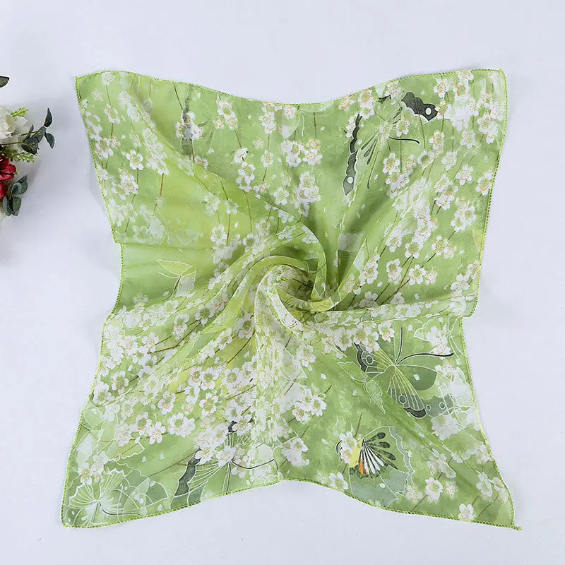 Women Butterfly Printing Square Scarf Head Wrap Kerchief Neck Shawl Feida 2