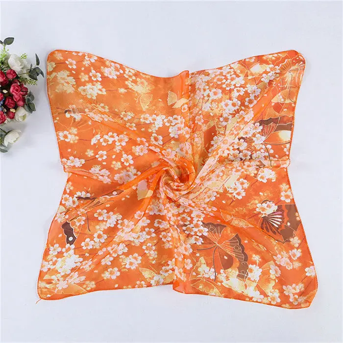 Women Butterfly Printing Square Scarf Head Wrap Kerchief Neck Shawl Feida 3