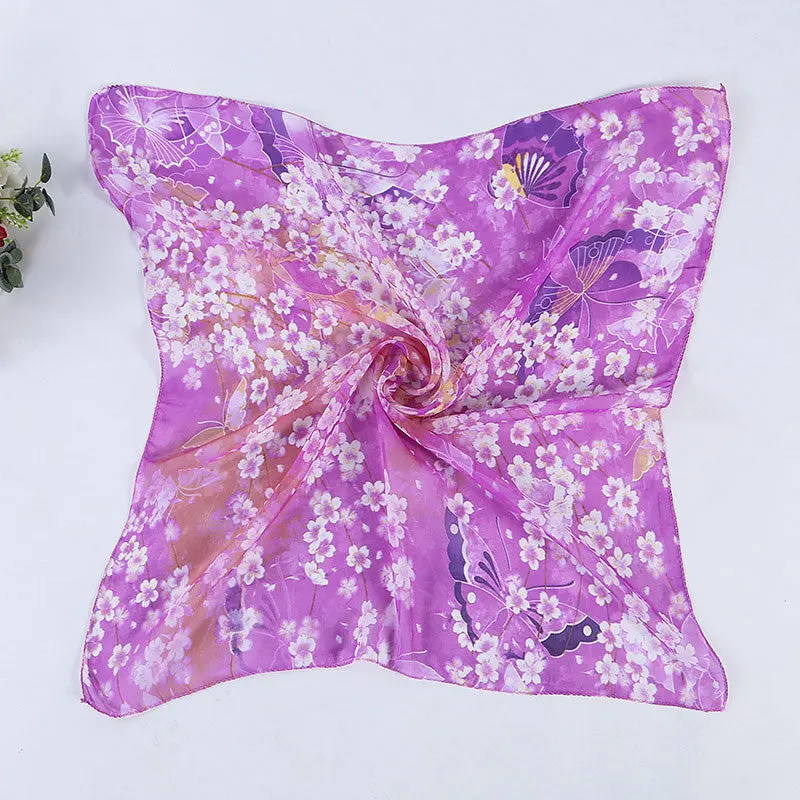 Women Butterfly Printing Square Scarf Head Wrap Kerchief Neck Shawl Feida 5