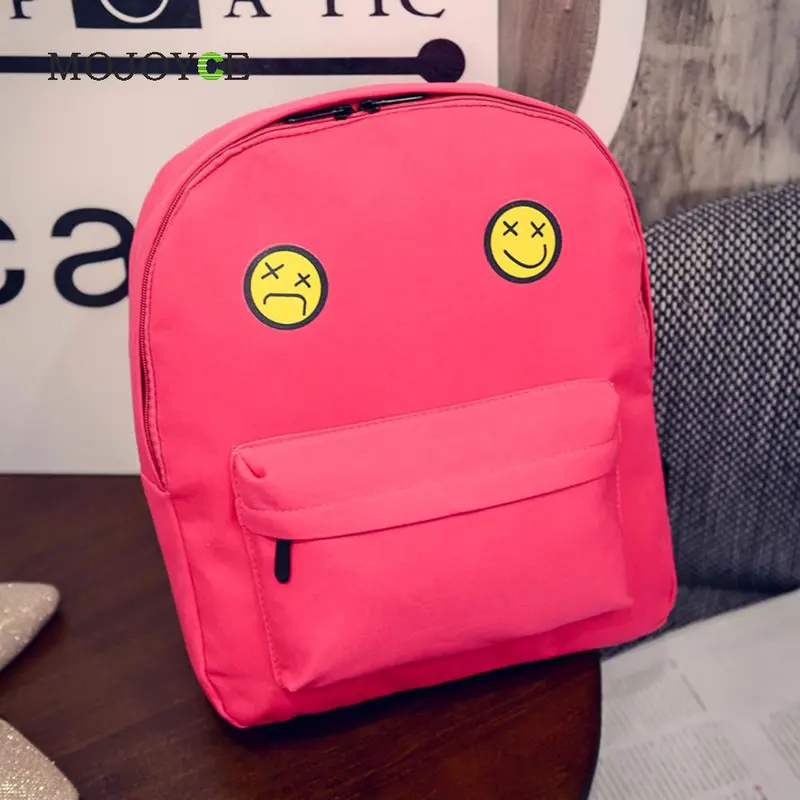 Women Canvas Backpacks Smiley Emoji Face Printing School Bag For Teenagers Girls Shoulder Bag Mochila Feminina 3