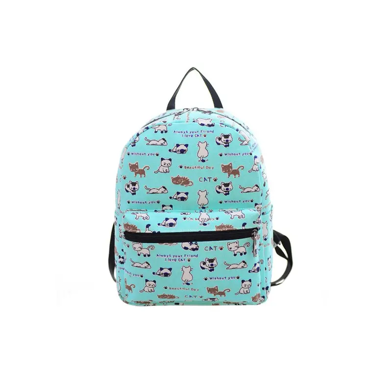 Women Canvas Shoulder Bag Lovely Cat Printing Bag School Backpack Rucksack Mochila Feminina 1