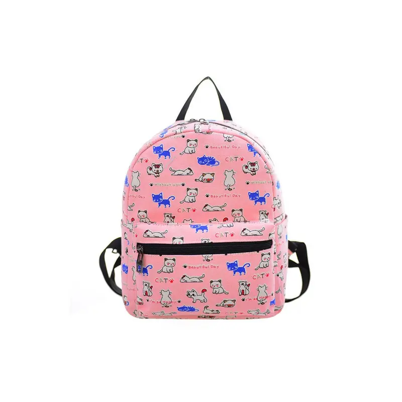 Women Canvas Shoulder Bag Lovely Cat Printing Bag School Backpack Rucksack Mochila Feminina 2