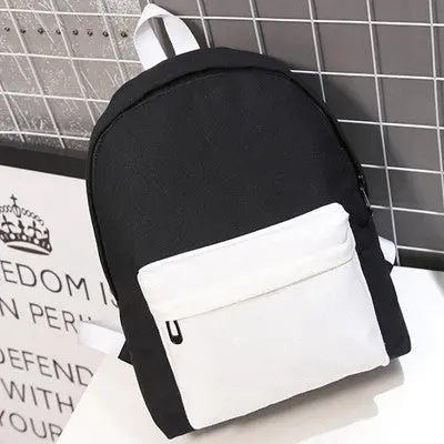 Women Canvas Simple Design Backpack Women's Backpacks For Teenage Girls Ladies Bags With Zippers Black Bags 1