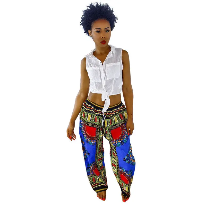 Women Casual Bohemia Traditional African Print Wide Leg Pants Feida 4