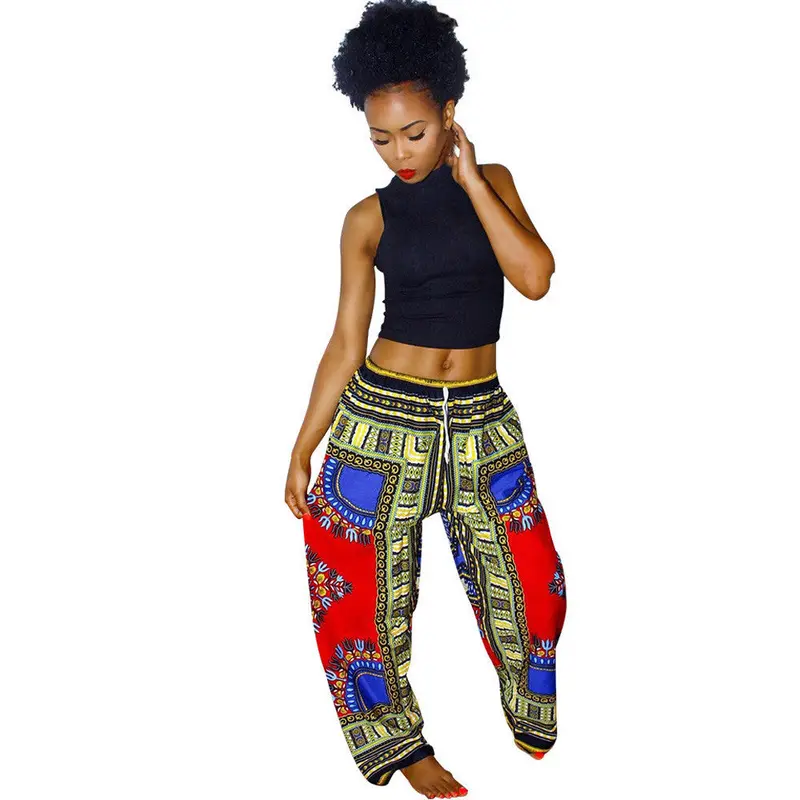 Women Casual Bohemia Traditional African Print Wide Leg Pants Feida 6