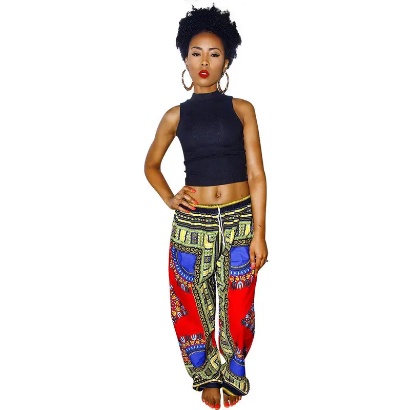 Women Casual Bohemia Traditional African Print Wide Leg Pants Feida 7