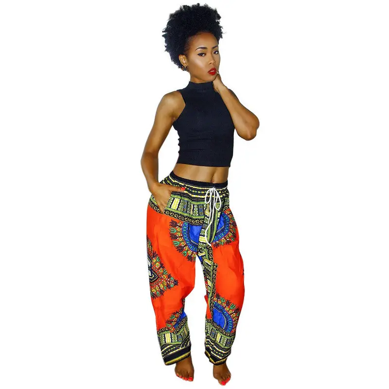 Women Casual Bohemia Traditional African Print Wide Leg Pants Feida 8