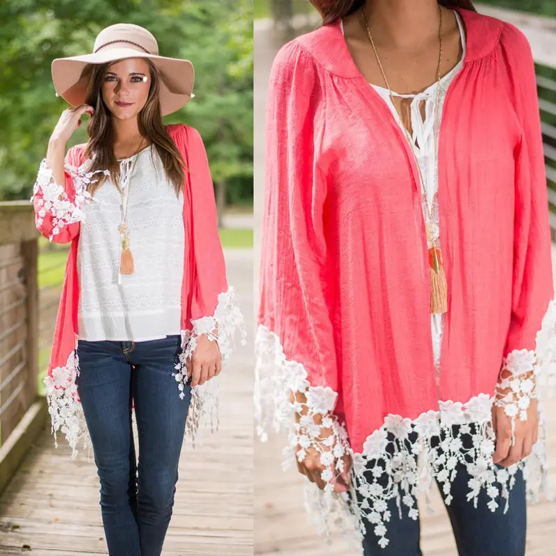 Women Casual Coat Windbreaker Flower Long Sleeve Parka Outwear 1