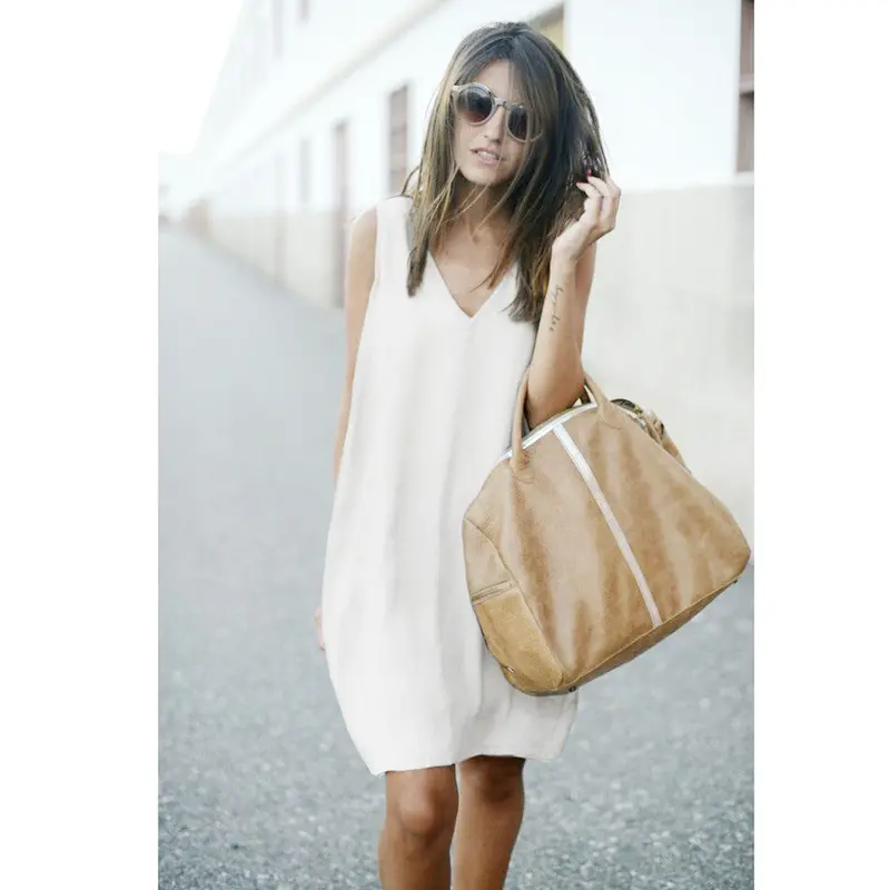 Women Casual Cute Chiffon Dresses Vneck Sleeveless White Dress Slim Sexy Women Vestido 2