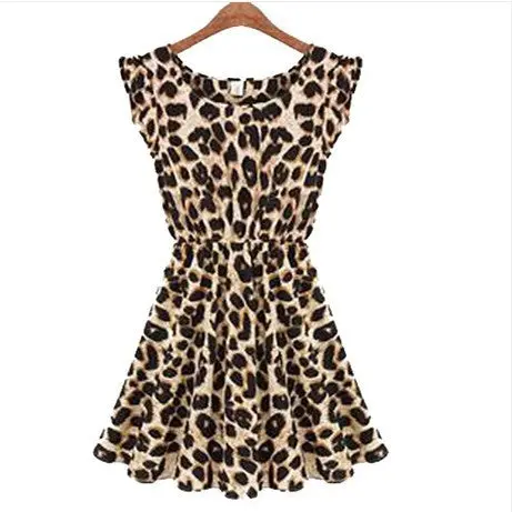 Women Casual Dress Leopard Print Sexy Dress Women Ruffles Dresses 1