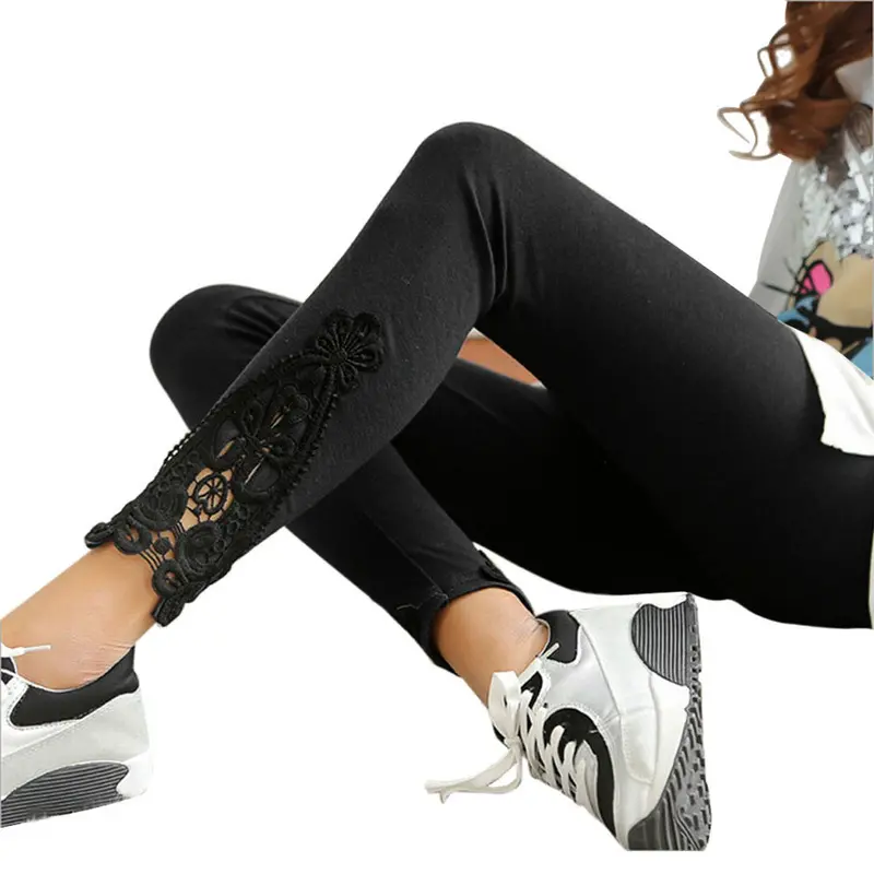 Women Casual Leggings Surper Stretch Legging Loose Workout Trousers Women Lace Leggings 1