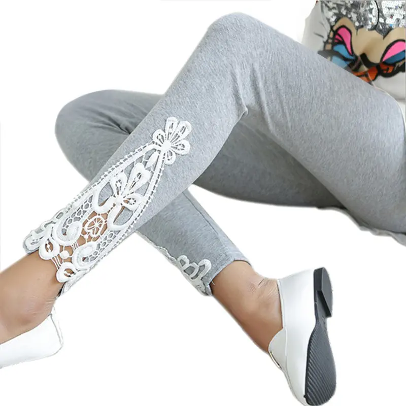 Women Casual Leggings Surper Stretch Legging Loose Workout Trousers Women Lace Leggings 3