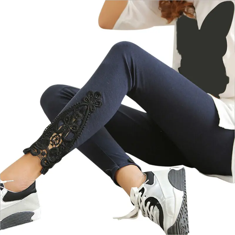 Women Casual Leggings Surper Stretch Legging Loose Workout Trousers Women Lace Leggings 4
